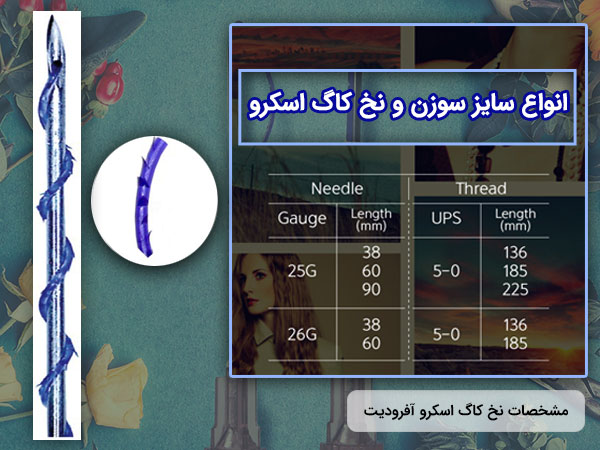 مشخصات سوزن و نخ ليفت کاگ پيچشي آفروديت