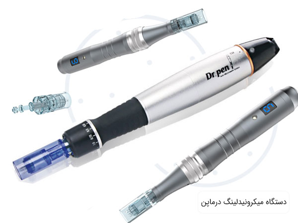 دستگاه میکرونیدلینگ درماپن های مخصوص میکرونیدلینگ با زمینه سفید در تصویر مشخص می باشد. این تصویر مربوط به دانستن و شناخت درما پن است .