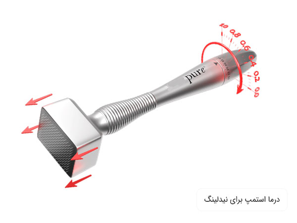 دستگاه میکرونیدلینگ درما استمپ با زمینه سفید در تصویر مشخص می باشد