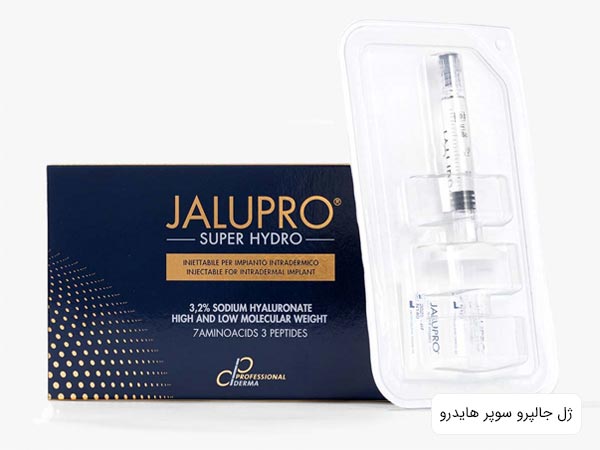يک بسته جالپرو سوپر هايدرو به همراه سرنگ تزريق در کنار هم با پس زمينه سفيد.