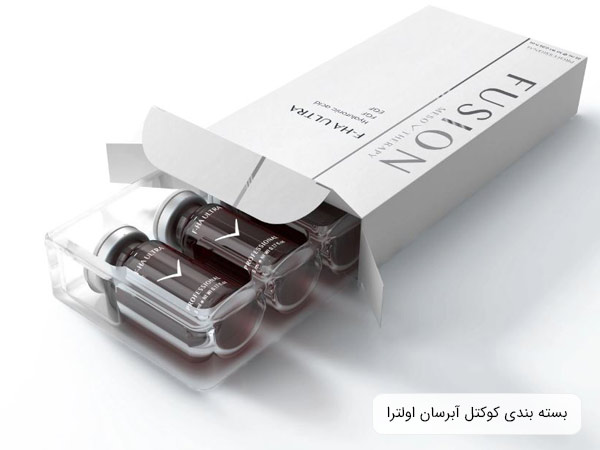 بسته بندي نيمه باز کوکتل آبرسان اچ ای اولترا فيوژن در پس زمينه سفيد.