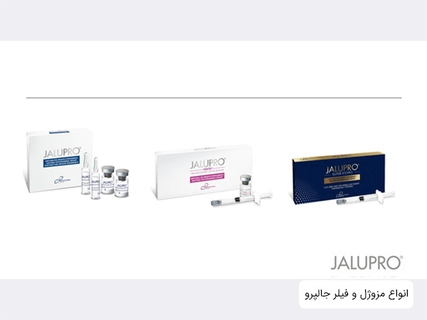 سه مدل اصلي مزوژل هاي برند جالپرو از جمله جالپرو کلاسيک، سوپر هايدرو و HMW در پس زمينه سفيد.
