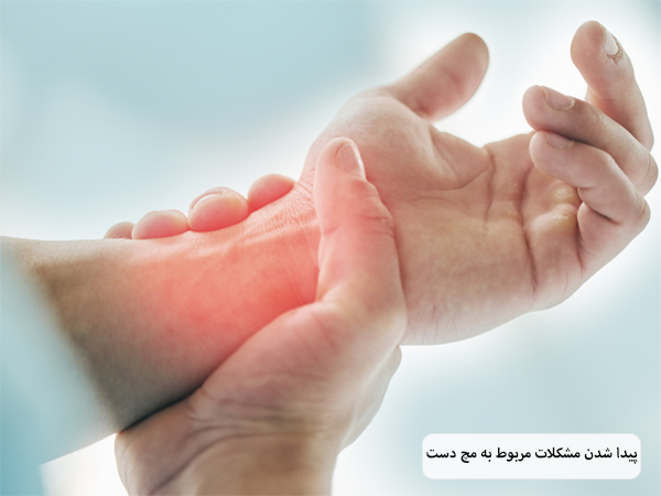 مچ دست شخصی که دچار درد شده است.