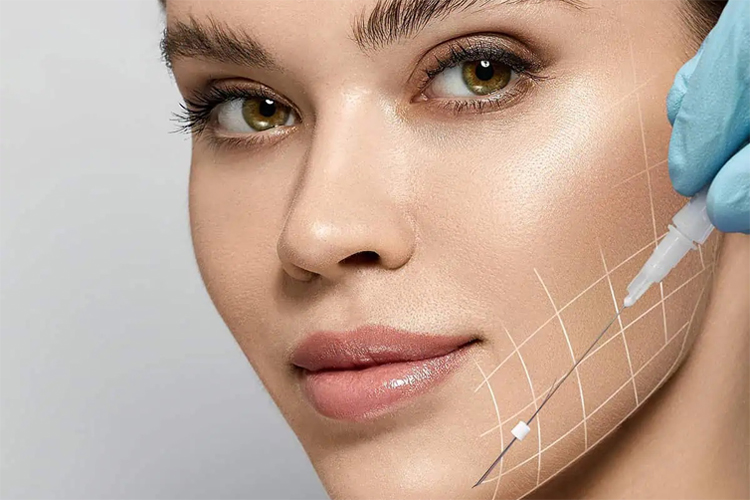 لیفت صورت با نخ لیفت.