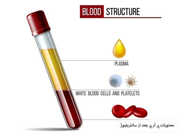 محتویات محلول پی آر پی. در پس زمینه سفید.