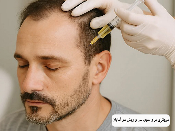 انجام مزوتراپی روی صورت یک خانم جوان با دستگاه های مدرن.