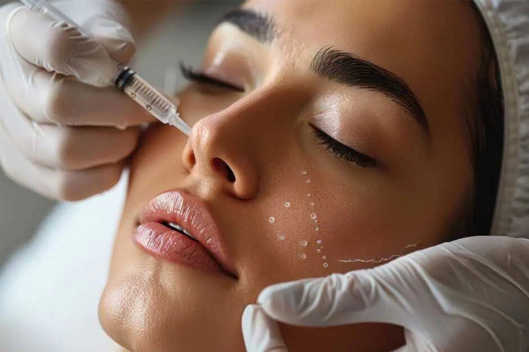 مزوتراپی صورت یک خانوم جوان.